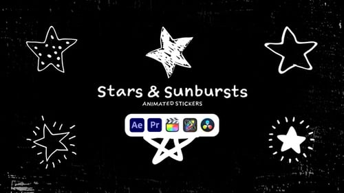 Pegatinas animadas de Stars Sunbursts, paquete de animación Comic Pop Explosion