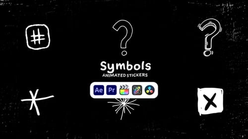 Pegatinas animadas con símbolos, paquete de pegatinas con movimiento de símbolos gráficos