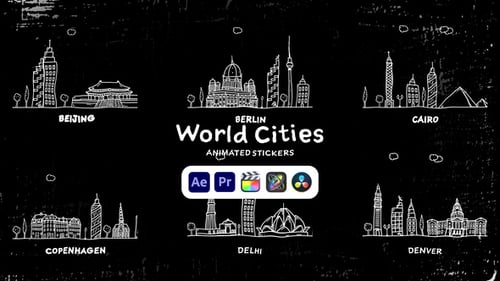 World Cities Animated Stickers - Travel Landmark Social Media Animation Pack