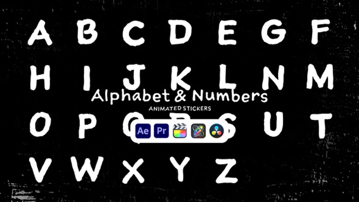 Animated Hand-Drawn Alphabet Letters Numbers and Symbols Pack, Elements ...