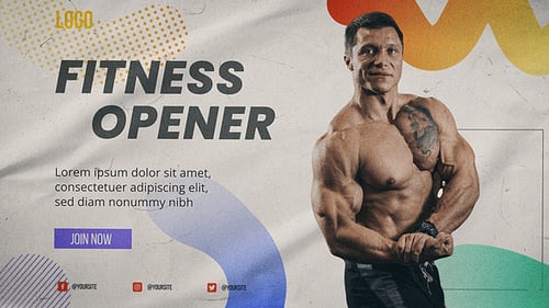 Dynamic Fitness Opener with Grunge Paper Texture and Modern Layout