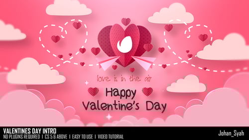 Animated Valentine's Day Love Intro with Cute Paper Cut Hearts