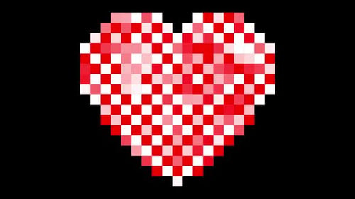Red White Pixel Love Digital Blink Heart Singapore Indonesia Poland Monaco Denmark England Canada