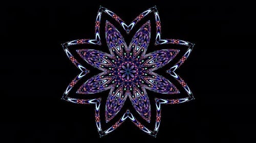 Neon Glowing Abstract Digital Kaleidoscope Pattern Loop