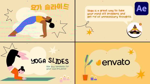 Vibrant Yoga Explainer Slides with Animated Fitness Poses