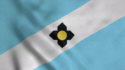 Waving Flag Animation with Diagonal Stripe and Cross Emblem