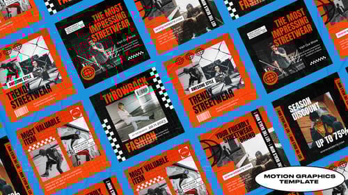 Streetwear Social Media Posts with Grunge Glitch Effects