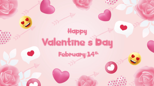 Sweet Valentine's Day Intro with Hearts and Roses Animation
