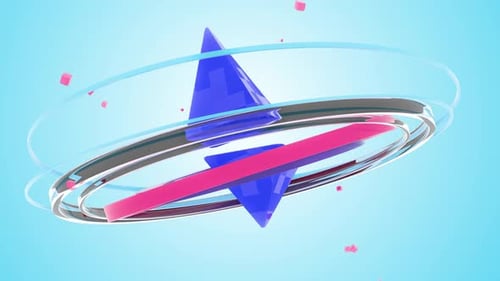 Abstract 3D Pyramid and Rotating Rings Motion Background