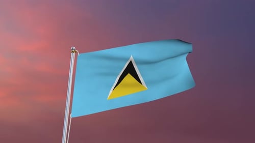 Waving Flag of Saint Lucia on Pole Animation