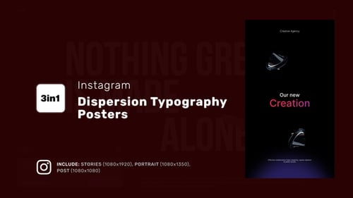 Pósteres de tipografía de dispersión de Instagram