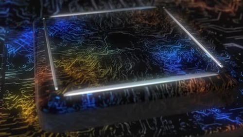 Futuristic Digital Circuit Board Processor Animation