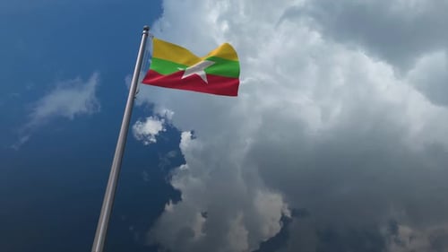 Flagge Myanmars weht 2K