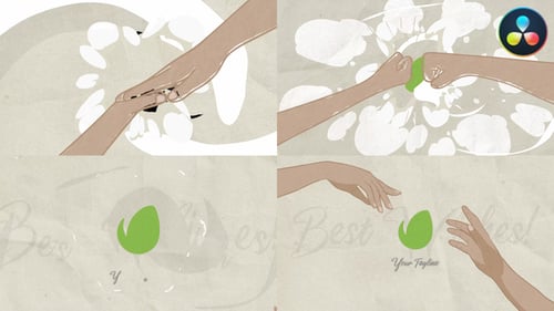 Illustrated Hands Connecting Logo Reveal Animation