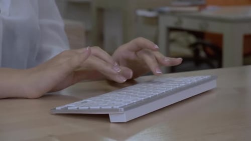 Close Up Businesswoman Entering Data on Pc