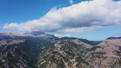 Flying above Mountain in Mediterranean country. Beautiful aerial landscape.