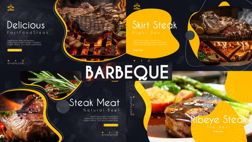 Dynamic Barbecue Steaks Food Menu Promotion Video