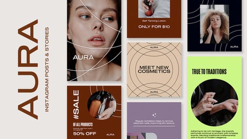 AURA - BEAUTY INSTAGRAM POSTS & STORIES PACK