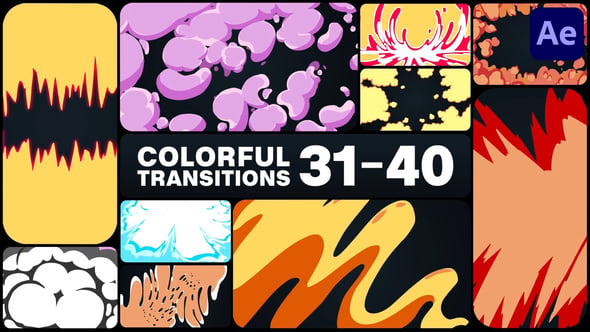 Vibrant Cartoon Animated Transitions Pack, Elements ft. cartoon ...