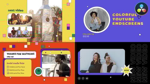 Colorful Media Endscreens for DaVinci Resolve