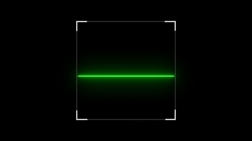 Neon Scanning Line within Digital Square Frame