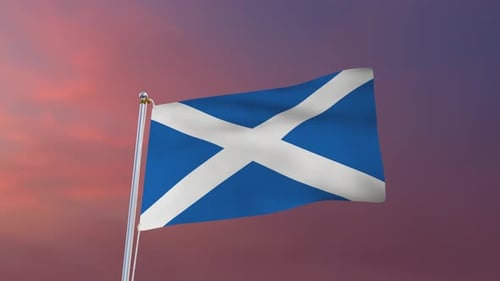 Scotland National Flag Waving in Realistic 3D Animation