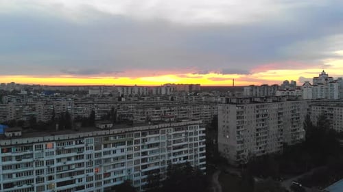 Aerial View of Residental Tower Buildings in Eastern Europe