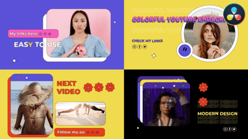 Colorful Youtube Endscreens for DaVinci Resolve