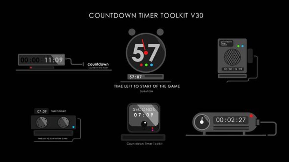 Versatile Flat Design Digital Countdown Timers Animation Pack, Elements ...