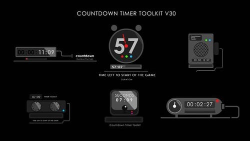 Versatile Flat Design Digital Countdown Timers Animation Pack