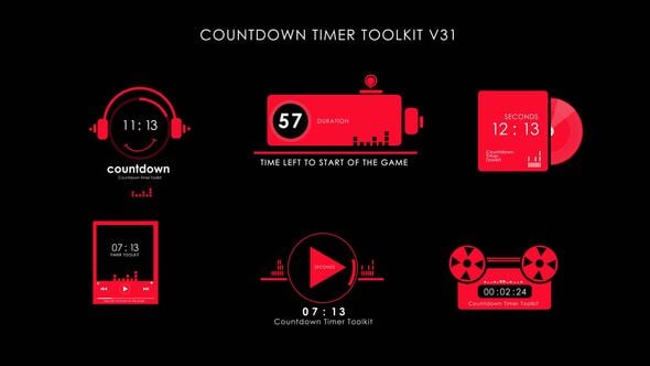 Modern Flat Design Countdown Timers for Events and Broadcasts, Elements ...