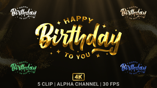 Elegant Golden Happy Birthday Title Animation