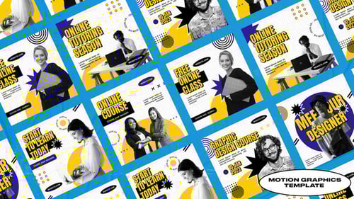 Bold Geometric Social Media Posts for Online Courses and Classes