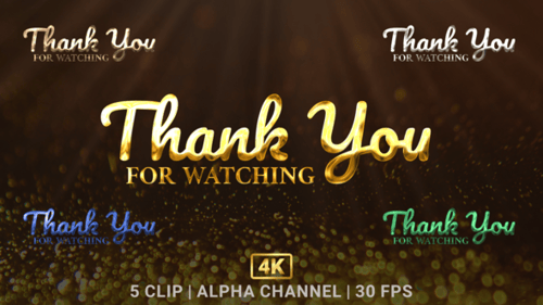 Elegant Thank You for Watching Text Animation with Metallic Colors
