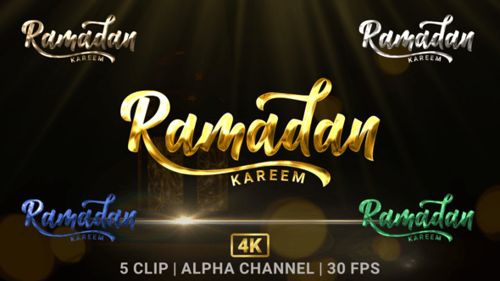 Animated Metallic Ramadan Kareem Calligraphy Title