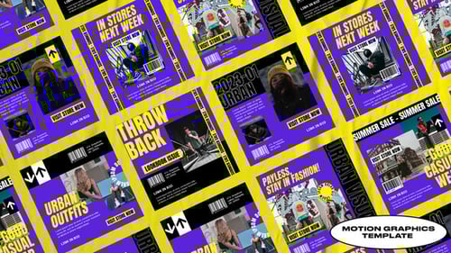 Urban Fashion Social Media Posts with Dynamic Glitch Typography