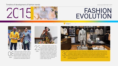 Dynamic Event Timeline Presentation with Colorful Geometric Transitions
