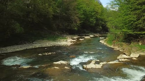 The Current River Among The Carpathian Mountains