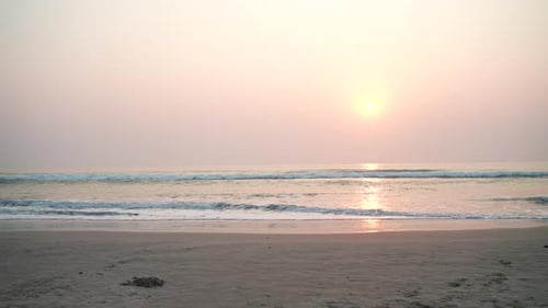 Tropical sand beach with beautiful sea waves, Landscape view of beach sea on a summer day