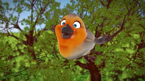 4K animation of a fun cartoon Red Robin bird