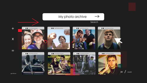Modern Search Bar Opener with Geometric Photo Archive