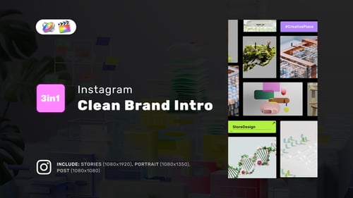 Clean Brand Intro - Instagram Stories, Portrait, Square for FCPX