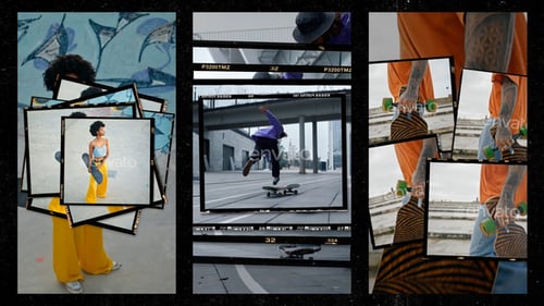 Vertical Film Frame Collage Transitions | MOGRT