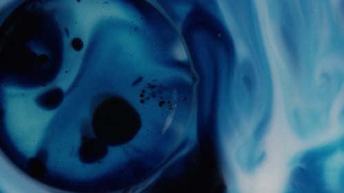 Abstract Blue Ink Swirls in Mesmerizing Close-Up