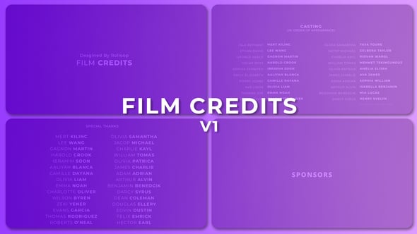 Film Credits V1, Elements ft. cast & credit sequence - Envato
