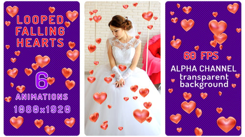 Falling Hearts Vertical 9x16 Overlay