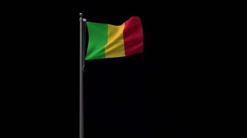 Realistic Waving Flag of Mali on a Flagpole