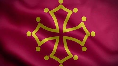 Occitan Cross Flag Waving Seamless Loop