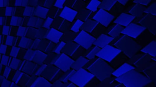 Abstract Blue Geometric Cubes Dynamic Wavy Loop Background