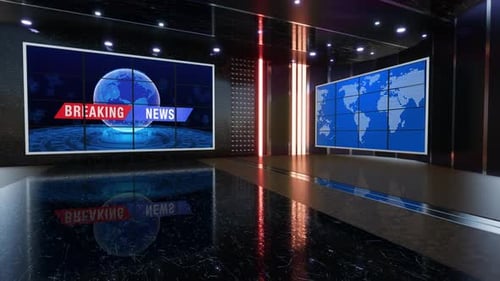 Virtual News Studio Set Green Screen Background Loop 4k